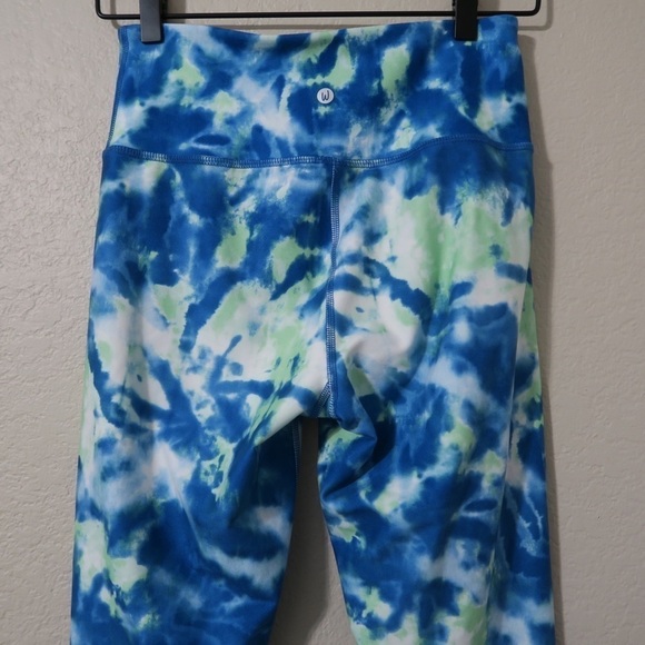 Wildfox Tie Dye Leggings Yoga Workout Full Length Gym Hippie Green Blue - Picture 4 of 11